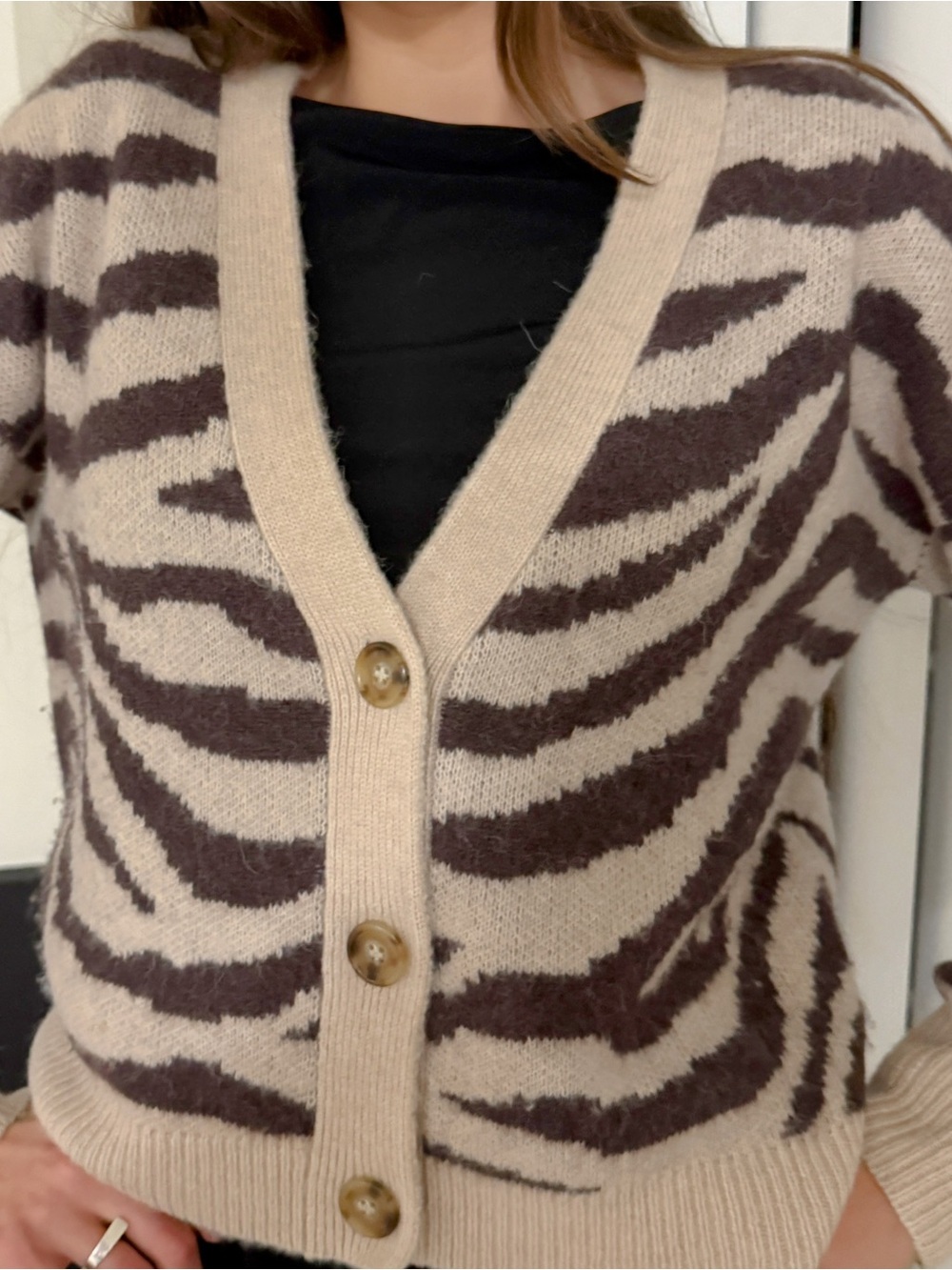 J.Crew Zebra Print Alpaca Wool Blend Cardigan Cropped Soft M